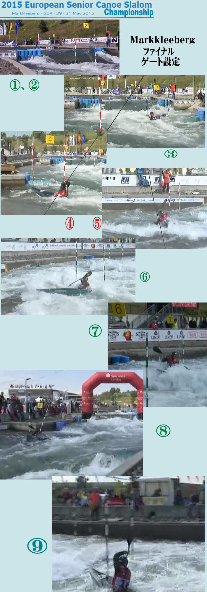 ECA Canoe Slalom2015 markkleeberg 決勝ゲート設定 20150530ecaslalom gate1 8 - ECA Canoe Slalom2015 markkleeberg 決勝ゲート設定