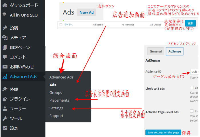 adsense tukaikata - Advanced Ads　ワードプレスプラグイン　使い方